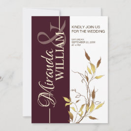 Minimalist Botanical Burgundy Wedding Invitation Einladung