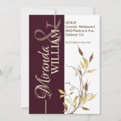 Minimalist Botanical Burgundy Wedding Invitation Einladung (Rückseite)