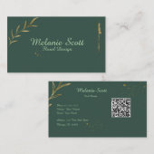 Minimalist Botanical Business Card | Dark Green Visitenkarte (Vorne/Hinten)