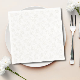 Minimalist Botanical Floral Pattern Beige Gold Serviette