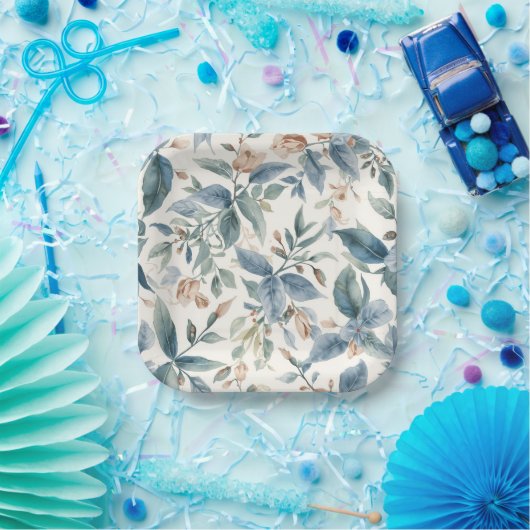 Minimalist Botanical Harmony – Soft Green & Beige Pappteller (Party)