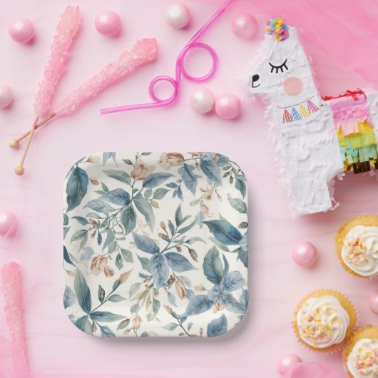 Minimalist Botanical Harmony – Soft Green & Beige Pappteller (Party)