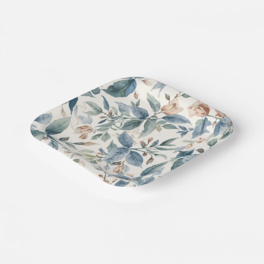 Minimalist Botanical Harmony – Soft Green & Beige Pappteller (Gewinkelt)