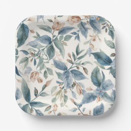 Minimalist Botanical Harmony – Soft Green & Beige  Pappteller