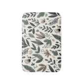 Minimalist Botanical Leaf and Bud Design Badematte (Vorderseite Vertikal)