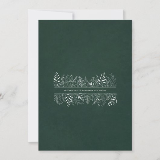 Minimalist Botanical Leafy Wedding Invitation Einladung (Rückseite)