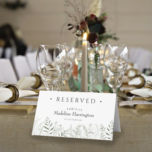 Minimalist Botanical Leafy Wedding Place Card Platzkarte