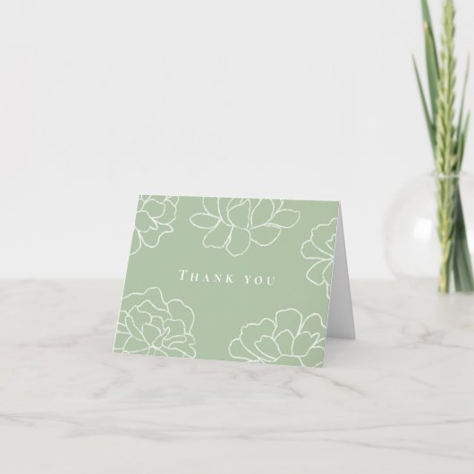 Minimalist Botanical Modern Wedding Thank You Card Einladung (Vorderseite)