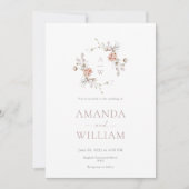 Minimalist Botanical Monogram Invitation Einladung (Vorderseite)