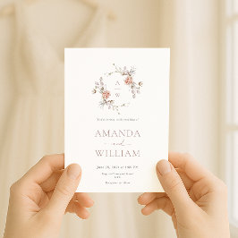 Minimalist Botanical Monogram Invitation Einladung