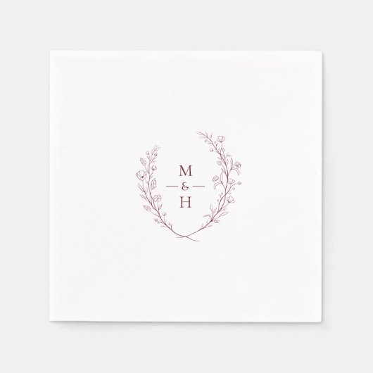 Minimalist Botanical Monogram Wedding Party Serviette (Vorderseite)