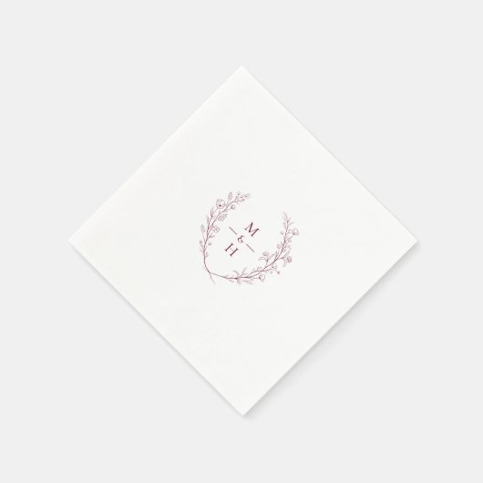 Minimalist Botanical Monogram Wedding Party Serviette (Ecke)
