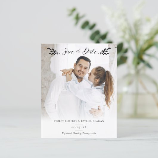 Minimalist Botanical Personalized Wedding Photo (Stehend Vorderseite)
