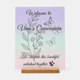 Minimalist Botanical Quinceañera Acrylic Sign Acrylschild