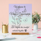 Minimalist Botanical Quinceañera Acrylic Sign Acrylschild (Hochzeit)