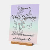 Minimalist Botanical Quinceañera Acrylic Sign Acrylschild (Winkel)