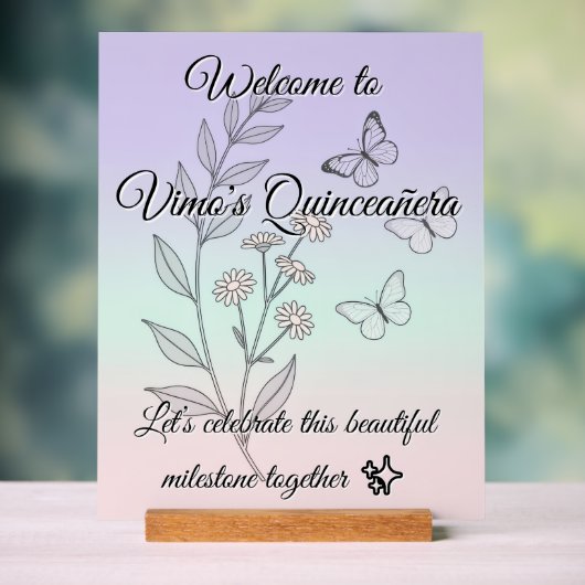 Minimalist Botanical Quinceañera Acrylic Sign Acrylschild (Neutral)