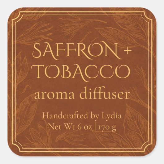 Minimalist Botanical Reed Diffuser Label Template Quadratischer Aufkleber (Vorderseite)