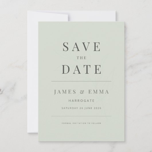Minimalist Botanical Save the Date Pale Sage (Vorderseite)