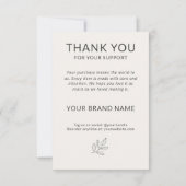 Minimalist Botanical Small Business Handcrafted Dankeskarte (Rückseite)