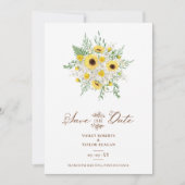 Minimalist Botanical Sunflowers Bouquet Wedding Save The Date (Vorderseite)