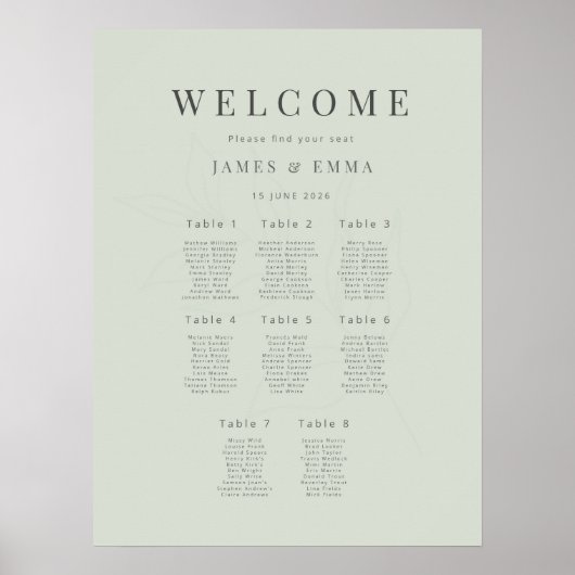 Minimalist Botanical Wedding (8) Pale Sage Poster (Vorne)