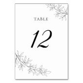 Minimalist Botanical Wedding Black White Elegant Tischnummer (Vorderseite)