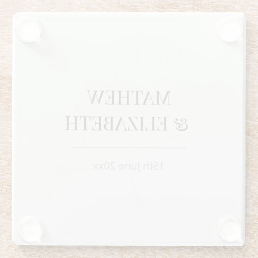 Minimalist Botanical Wedding Coaster | Warm Ivory Glasuntersetzer (Rückseite)
