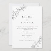 Minimalist Botanical Wedding Elegant Black White Einladung (Vorderseite)
