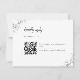 Minimalist Botanical Wedding Elegant QR Code RSVP Karte