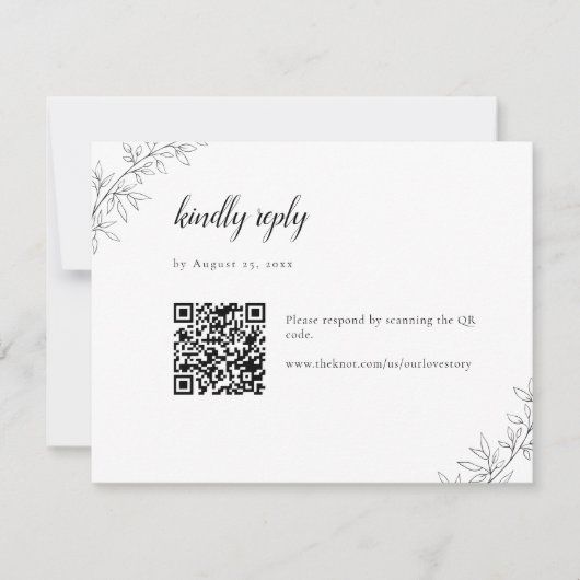 Minimalist Botanical Wedding Elegant QR Code RSVP Karte (Vorderseite)