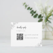 Minimalist Botanical Wedding Elegant QR Code RSVP Karte (Stehend Vorderseite)