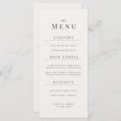 Minimalist Botanical Wedding Menu | Warm White Menükarte (Vorne/Hinten)