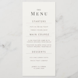 Minimalist Botanical Wedding Menu | Warm White Menükarte