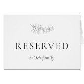 Minimalist Botanical Wedding Reserved Seating Card (Vorderseite (Horizontal))