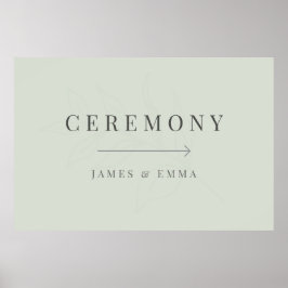 Minimalist Botanical Wedding Sign Pale Sage Poster