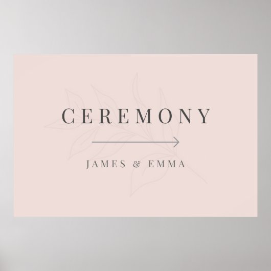 Minimalist Botanical Wedding Sign Warm Blush Poster (Vorne)