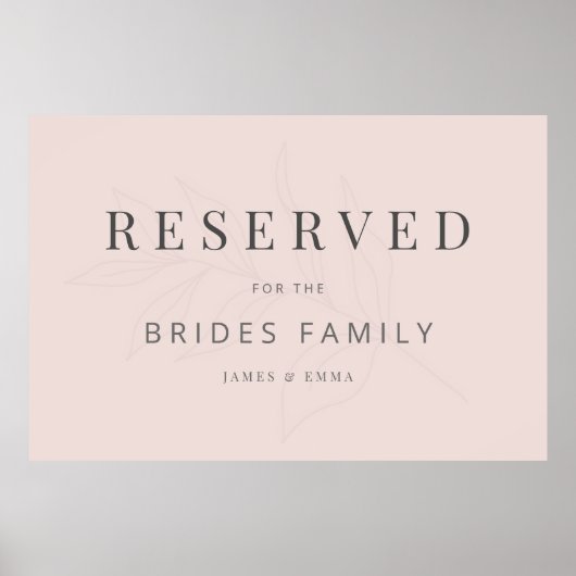 Minimalist Botanical Wedding Sign Warm Blush Poster (Vorne)