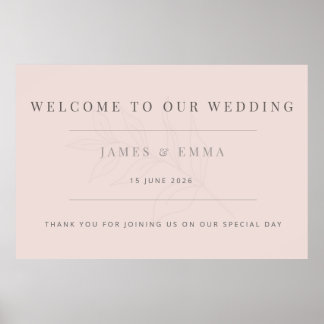 Minimalist Botanical Wedding Warm Blush Poster
