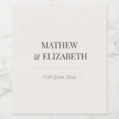 Minimalist Botanical Wedding  | Warm Ivory Weinetikett (Einzelnes Label)