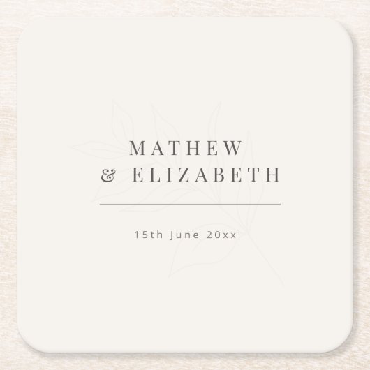 Minimalist botanical Wedding | Warm White Rechteckiger Pappuntersetzer (Vorderseite)