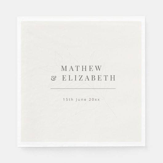 Minimalist botanical Wedding | Warm White Serviette (Vorderseite)
