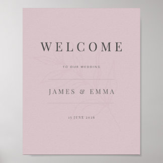 Minimalist Botanical Welcome Sign Dusky Rose Poster