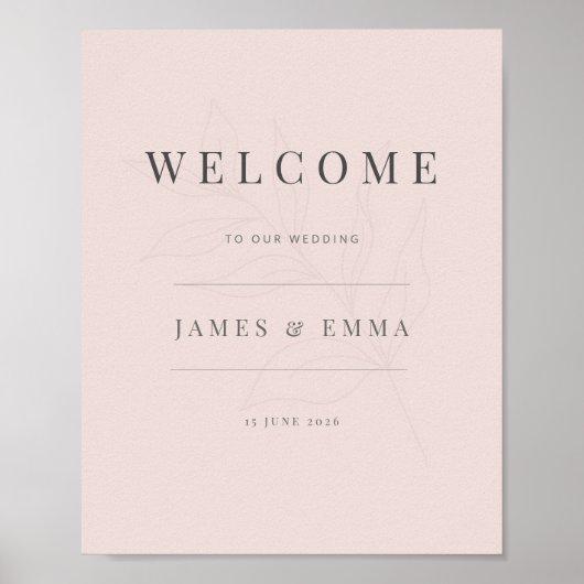 Minimalist Botanical Welcome Sign | Warm Blush Poster (Vorne)