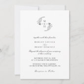 Minimalist botanical Wreath Monogram Wedding Einladung (Vorderseite)