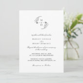 Minimalist botanical Wreath Monogram Wedding Einladung (Stehend Vorderseite)