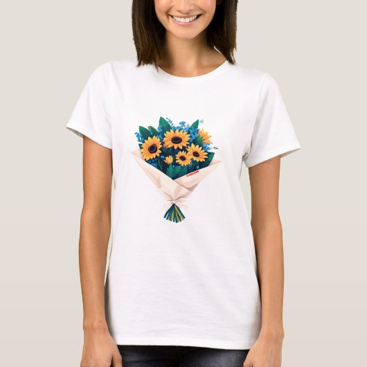 Minimalist Bouquet - Modern Floral Art T-Shirt (Vorderseite)