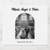 Minimalist Boutique Arch Photo Wedding Champagne Schaumweinetikett (Einzelnes Label)