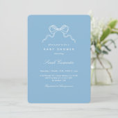 Minimalist Bow Baby Shower Boy Einladung (Stehend Vorderseite)