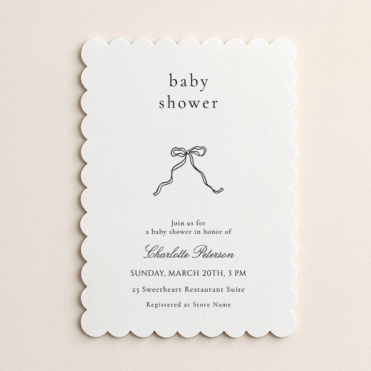 Minimalist Bow Baby Shower Invitation Einladung